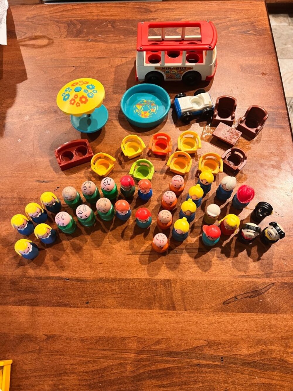 Vintage Fisher-Price Little People Toys Lot With Bus & Accessories